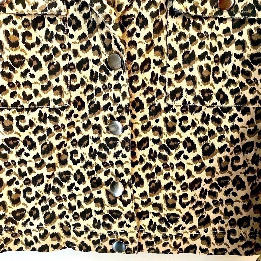 ANNA CAI NY Short Jacket Animal Print Long Sleeve Tan Black Cream Women Size L - Picture 3 of 11